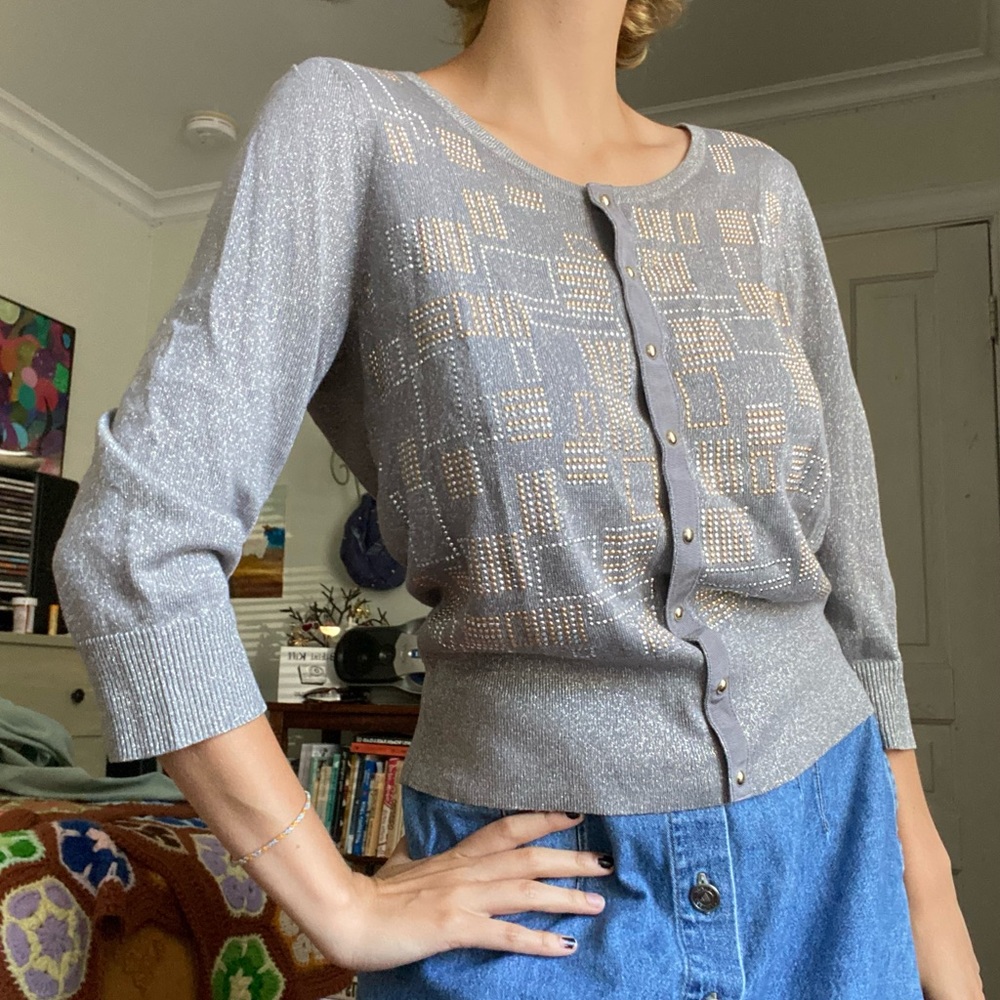 White House Black Market button up with cute bedazzlement